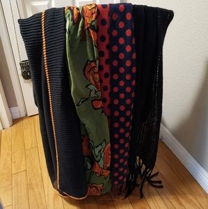 assortment of warm scarves